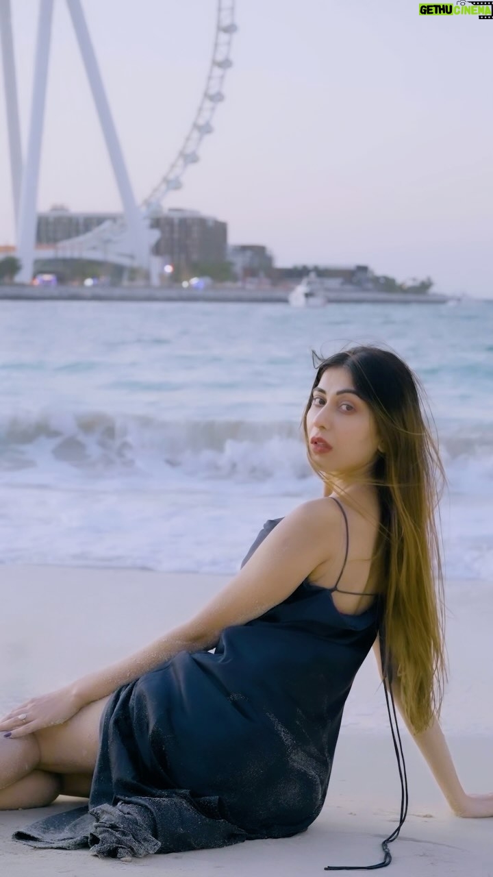 Ruma Sharma Instagram - Saltwater heals everything and the beach is my happy place . . Wearing - @magre.official Shot by - @zaksamuels Edit by - @eunoia_studio__ . #rumasharma #beachandsand #stylewithmagre #magrewoman #satindress #beachshoot #jbrbeach #fashionshoots JBR Beach , Dubai