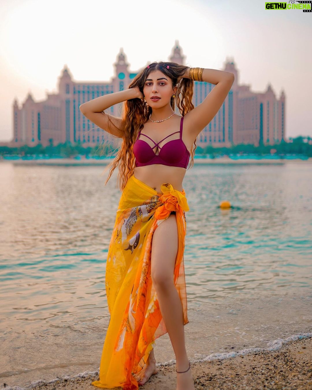 Ruma Sharma Instagram - Life’s a beach, find your wave 🦋 . Shot by - @qamarraza04 Edit by - @wasey_rock69 . #dubaibeach #rumasharma #dubaibeachlife #dubaitravel #sunandsand #bikinilovers The Point, Dubai Marina