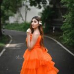 Ruma Sharma Instagram - Wherever you go, let the fairies guide you 🌸 . Shot by - @rajveermultanii HMUA - @fara.charm #rumasharma #fairyaesthetic #orangegown #gowndress #fairygowns #loveforgowns❤️ India