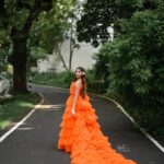 Ruma Sharma Instagram - Wherever you go, let the fairies guide you 🌸 . Shot by - @rajveermultanii HMUA - @fara.charm #rumasharma #fairyaesthetic #orangegown #gowndress #fairygowns #loveforgowns❤️ India