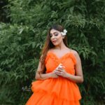 Ruma Sharma Instagram - Wherever you go, let the fairies guide you 🌸 . Shot by - @rajveermultanii HMUA - @fara.charm #rumasharma #fairyaesthetic #orangegown #gowndress #fairygowns #loveforgowns❤️ India