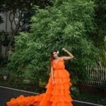Ruma Sharma Instagram - Wherever you go, let the fairies guide you 🌸 . Shot by - @rajveermultanii HMUA - @fara.charm #rumasharma #fairyaesthetic #orangegown #gowndress #fairygowns #loveforgowns❤️ India