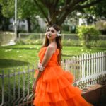Ruma Sharma Instagram - Wherever you go, let the fairies guide you 🌸 . Shot by - @rajveermultanii HMUA - @fara.charm #rumasharma #fairyaesthetic #orangegown #gowndress #fairygowns #loveforgowns❤️ India