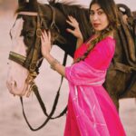 Ruma Sharma Instagram - Queen of my own world 🤍 . Wearing - @myshka_fashion Styled by - @yourstylistforever PC - @abhinesh_photographer Edit by - @wasey_rock69 . #rumasharma #lookelegant #myshka #anarkalidresses #horsephotoshoot #suitstyles #indianwearlove #pinksuit #outfitofthedaybabe #desifashionista Mumbai, Maharashtra