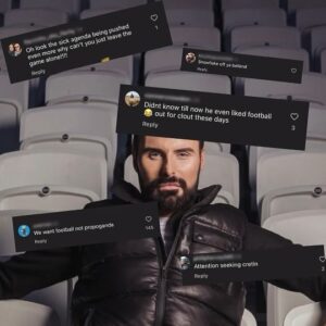 Rylan Clark Instagram - Thanks to everyone who watched last night. Here’s a few comments from the promo vids that have been released from my documentary about homophobia in football. Just thought I’d highlight the reason why I was asked to front this show. Case closed. I’ve blurred the usernames as to not encourage the same behaviour towards them

Thanks for all your great comments, and thanks to everyone involved in making the show x

Rylan: Homophobia, Football and Me 🏳️‍🌈 ⚽️

Available to stream now on @discoveryplusuk
