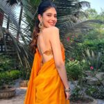 Sanjana Sanghi Instagram - Finished too many tissue boxes crying out of joy because it was my best friend‘s wedding 🧡 #VLikeToParthy Styled by @eshaamiin1 Wearing @punitbalanaofficial Goa India