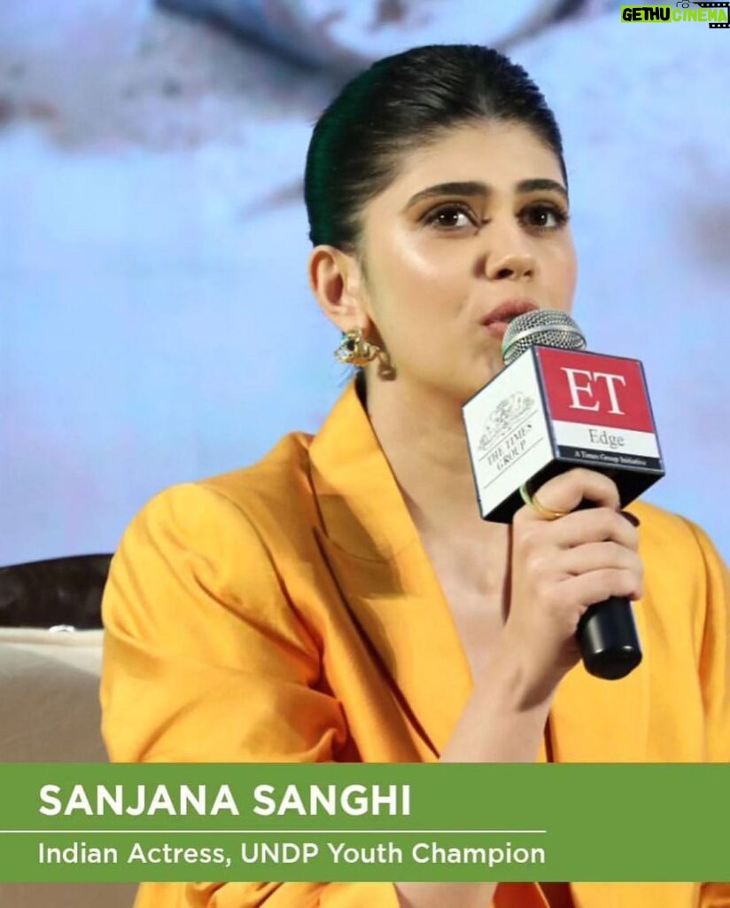 Sanjana Sanghi Instagram - To an invigorating afternoon at The Economic Times Edge Summit 2023. ✨💛 Honoured to have been deemed worthy of leading the conversation with inspiring change-makers around the importance of including the Sustainability narrative at the primary level of education. #GlobalSustainbilityAlliance @et_edge @globalsustainabilityalliance #YouthForYouth #ABetterTomorrow #UNDPYouthChampion