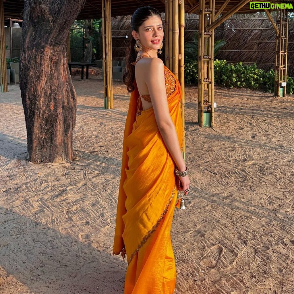 Sanjana Sanghi Instagram - Finished too many tissue boxes crying out of joy because it was my best friend‘s wedding 🧡 #VLikeToParthy Styled by @eshaamiin1 Wearing @punitbalanaofficial Goa India