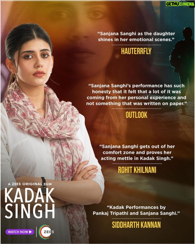 Sanjana Sanghi Instagram - Thank you for the immense love & adulation for Sakshi’s journey ❤🙏✨ #KadakSingh is streaming now, only on @zee5 #KadakSinghOnZee5 #Zee5India
