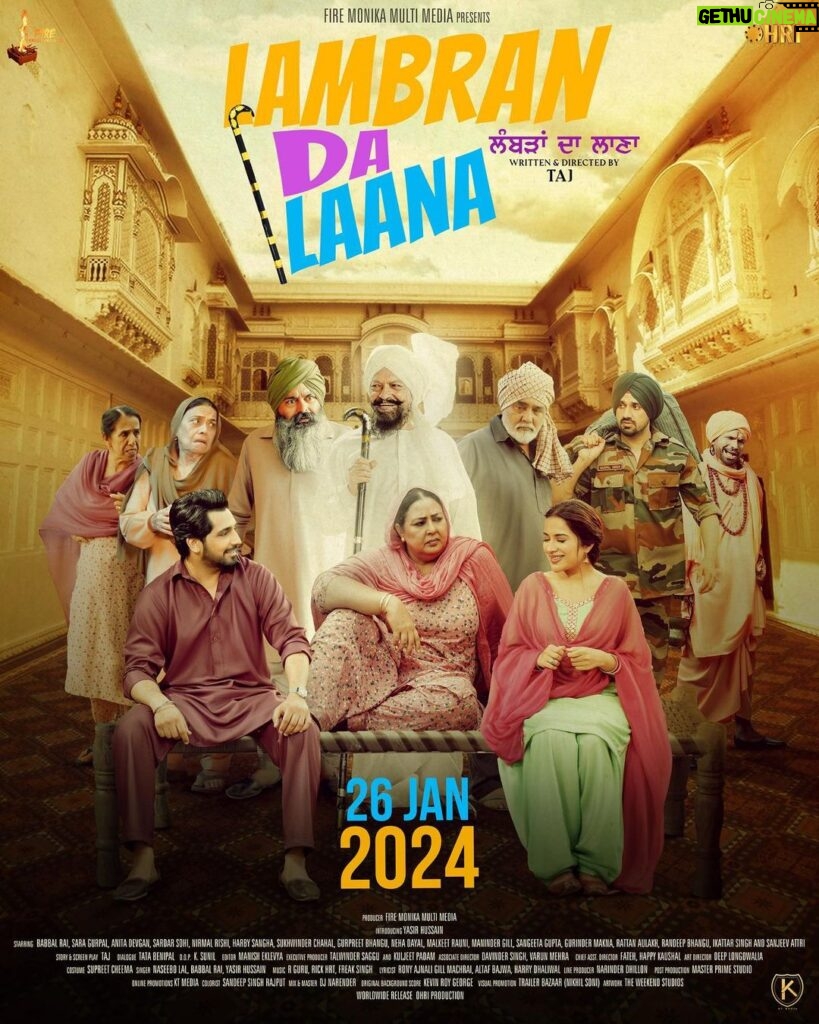 Sara Gurpal Instagram - 2nd Official Poster of Our Movie #lambradalaana ❤✌ 🔐Lock The Date Guyz 26 January 2024 PRODUCED BY: @firemonika_multimedia WRITTEN & DIRECTED BY: @taj.director LEADS: @babbalrai9 @saragurpals INTRODUCING: @the_yasirhussain CAST: @anitadevgan101 @sohisardar @nirmalrishiofficial @sukhwinder.chahal1 @gurpreetkaur.bhangu.5 @malkeetrauni @harbysangha @imanindergill01 @sangeeta.gupta.official @sanjeevattriofficial @randeepbhangu51 @tata_benipal_ @director_varunmehra @the_fateh @happy_kaushal22 @davinder_uk @devbhullar_official @cinematographer_k.sunil @vishalsainiofficial77 @dhillon.narinder 📸 @darkframepicture @sukh_dark_frame @supreetcheema @hfentertainmentofficial @the.weekendstudios @gautamsinghal_ @talwindersaggu1313 @kuljeet_singh_padam @ktmedia_ @neha12dayal @rattanproductions SINGERS: @naseebo_lalofficial @babbalrai9 @the_yasirhussain MUSIC: @rguruofficial @rickhrt #freaksingh LYRICS: @ronyajnali @gill_machhrai @harrydhaliwalmusic #altafbajwa DISTRIBUTED BY: @vivek_ohri @ohri_productions #lambrandalaana #newmovie #babbalrai #saragurpal #yasirhussain #nirmalrishi #malkeetrauni #anitadevgan #releasing2024