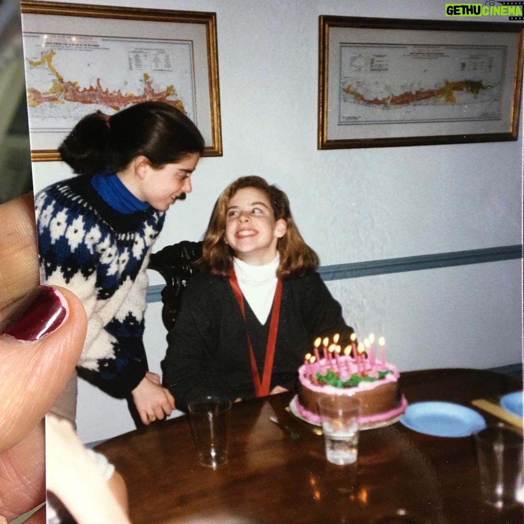 Sarah Rafferty Instagram - It’s my big sister @mauracraig1 ‘s big birthday and since I am the baby of the family, naturally I am posting a photo of myself on MY birthday. They say a picture is worth a thousand words, so MoMo, from my current and 13 year old self, and your two other little sisters @annfranciskovich @connieraff, Happy Birthday. Clearly you are ADORED. And May there be many many many more occasions for the three of you to get together across the country and send me the iconic “F U Sarah” picture. The joy and the FOMO are real. See you soon, it will be way more fun when I get there. 🤪🖕🏼🥳