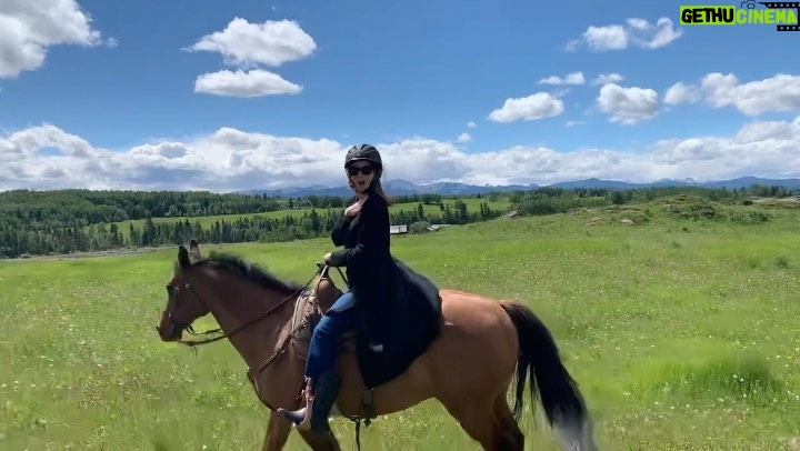Sarah Rafferty Instagram - August slipped away…but Calgary you are swoon worthy. So grateful for the gorgeous vistas, wondrous big skies, my dreamy fake kids, our amazing crew and my gentle four legged friend, Cowboy. #happytobehome #backtoschool #deartaylorsheridancanihaveajob? Calgary, Alberta