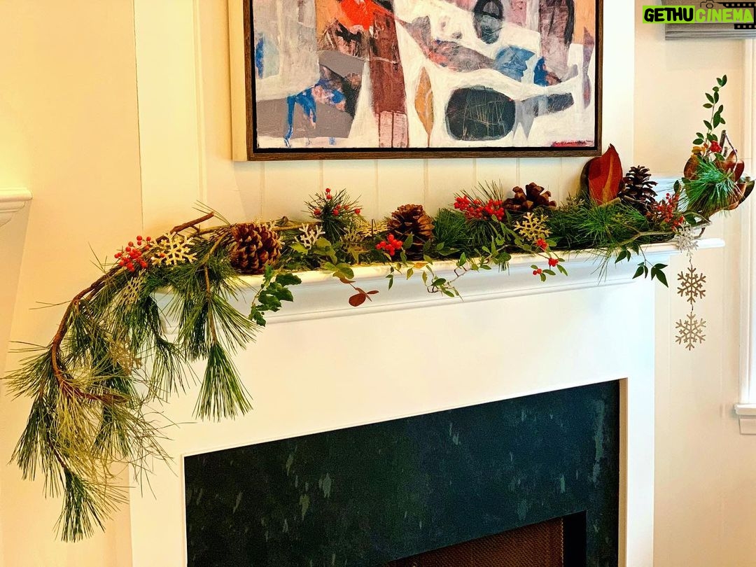 Sarah Rafferty Instagram - Just foraged up some hygge. Seriously hope the neighbors don’t check their ring cams. #pine #pinecones, #magnolia, #holly, #redberries. No glue gun burns were sustained in the balancing of this holiday garland.