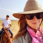 Sarah Rafferty Instagram - Only took me 26 years to get this Finn on a horse. And only 70 days until the election. Let’s ALL VOTE and VOTE EARLY. Brush Creek Ranch