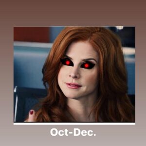Sarah Rafferty Instagram - So many hilarious comments in my stories, that I’m gonna leave this here with my pitch for the last quarter. Swipe. 
Also leaning into my quarandream of appearing to be bffs with @reesewitherspoon. 
I can’t claim to have made this. All thanks to  @sarahraffertypics for lightening the mood. 
What month are you?