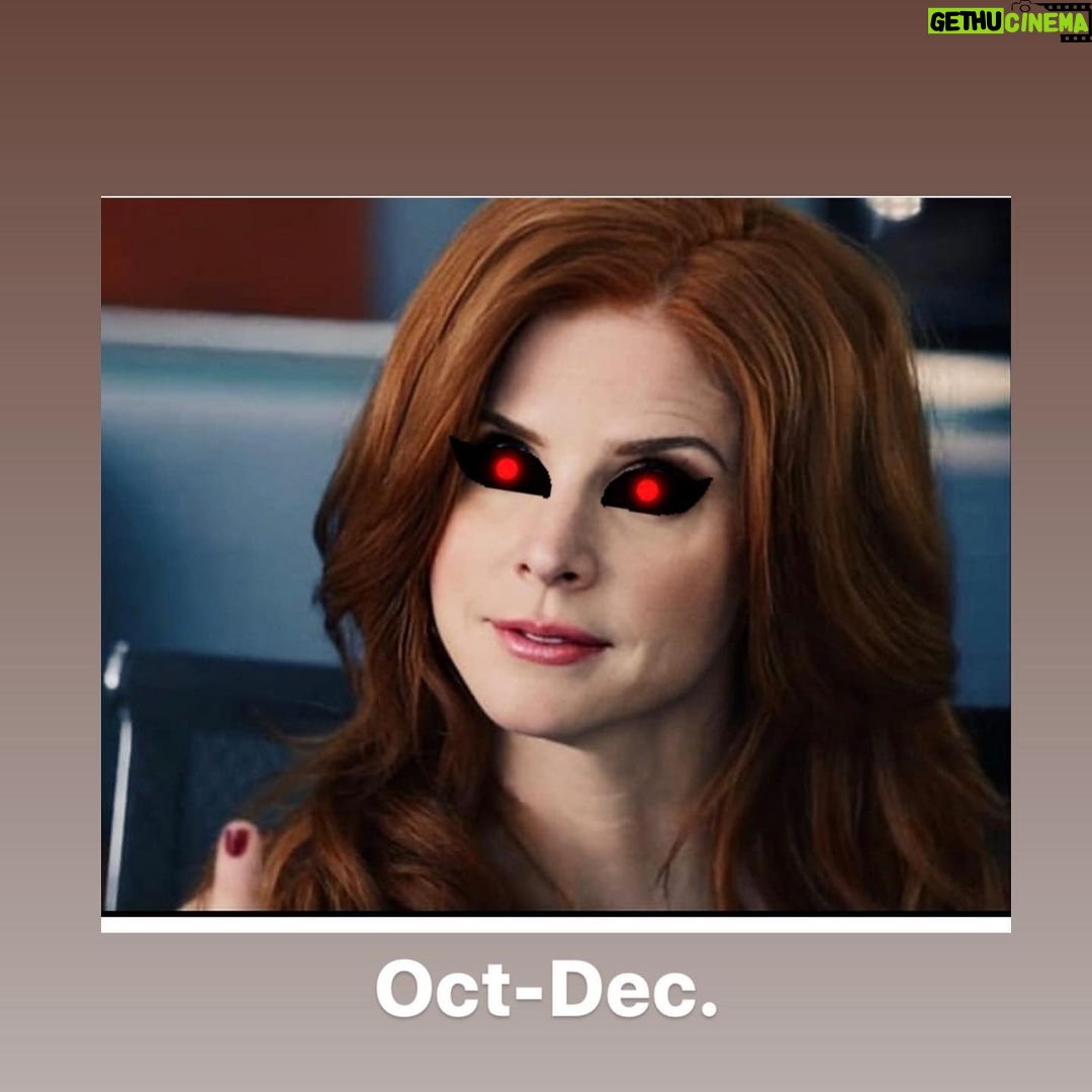 Sarah Rafferty - 116.7K Likes - So many hilarious comments in my stories, that I’m gonna leave this here with my pitch for the last quarter. Swipe.
Also leaning into my quarandream of appearing to be bffs with @reesewitherspoon.
I can’t claim to have made this. All thanks to @sarahraffertypics for lightening the mood.
What month are you?