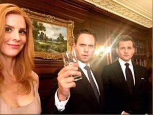 Sarah Rafferty Instagram - Cheers to you #suitors. Happy summer.