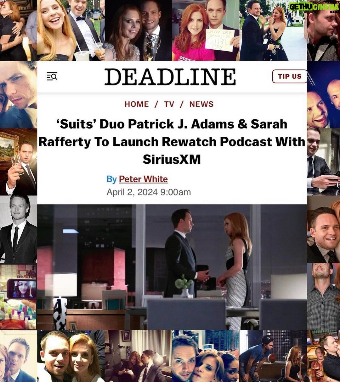 Sarah Rafferty - 223.3K Likes - You may have heard that this summer Suits, a show we began filming back in 2010 broke streaming records to the tune of billions of minutes. 57.7 billion minutes to be exact. I’ve never been strong at the maths, but I think that number is hard for anybody to wrap their brain around. I’m so insanely grateful that our show has been received in this way, but how do we really metabolize that? My hope is that it’s through connection….I’m thrilled to link arms with my intrepid ever loving brother @patrickjadams as we (re?) watch Suits episode by episode and chat with our extended Suits family from in front of and behind the camera, and of course, with the viewers who made it all possible. I hope you’ll join the conversation, the party, the walk down memory lane and together we can make some meaning out of all that fancy math. More to come soonish, meantime big thanks to Patrick for trusting me to join him on this deep dive, the amazing team @siriusxm for shepherding us, @kikishrader for jumping onboard, and the support and enthusiasm of #Suits creator and all around big daddy @akorsh9.