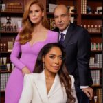 Sarah Rafferty Instagram - Moments from the set of ✨Judge Beauty✨No one serves justice quite like we do in e.l.f. Court, right @rickehoffman & @iamginatorres?! In e.l.f. (and good note taking) we trust💖#eyeslipsfacts.