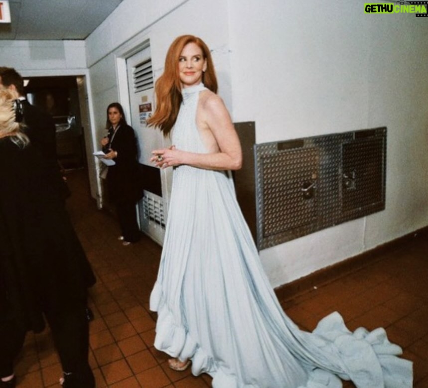 Sarah Rafferty - 139.6K Likes - Thank you @goldenglobes for inviting me to join old friends and new yesterday. It was a thrill and an honor.
So much thanks is due to so many for helping this lady step out with just few days notice. I can never thank my tireless and intrepid manager, Charlton Blackburne, enough for all he does for me….including flying to Paris to deliver this @Lanvin creation.
Thank you to our friends @sylvainruffier @camera_lucida_ and the #lanvin team for helping us while still on holiday.
Thank you @louboutinworld for fairytale shoes.
Thank you @beau_nelson and @davestanwell for the face and the hair and the borderline excessively needy hand holding.
Thank you bff @annarothmilner for the world’s most artful and utterly essential taping of the bits on a windy day, 💃
@ohmeredith for the remote hair coloring., 😂
@brazilianbeautybarla for the witchery.
@tylerellisofficial 👛
@leonyvonne 💍@joyeriayanes