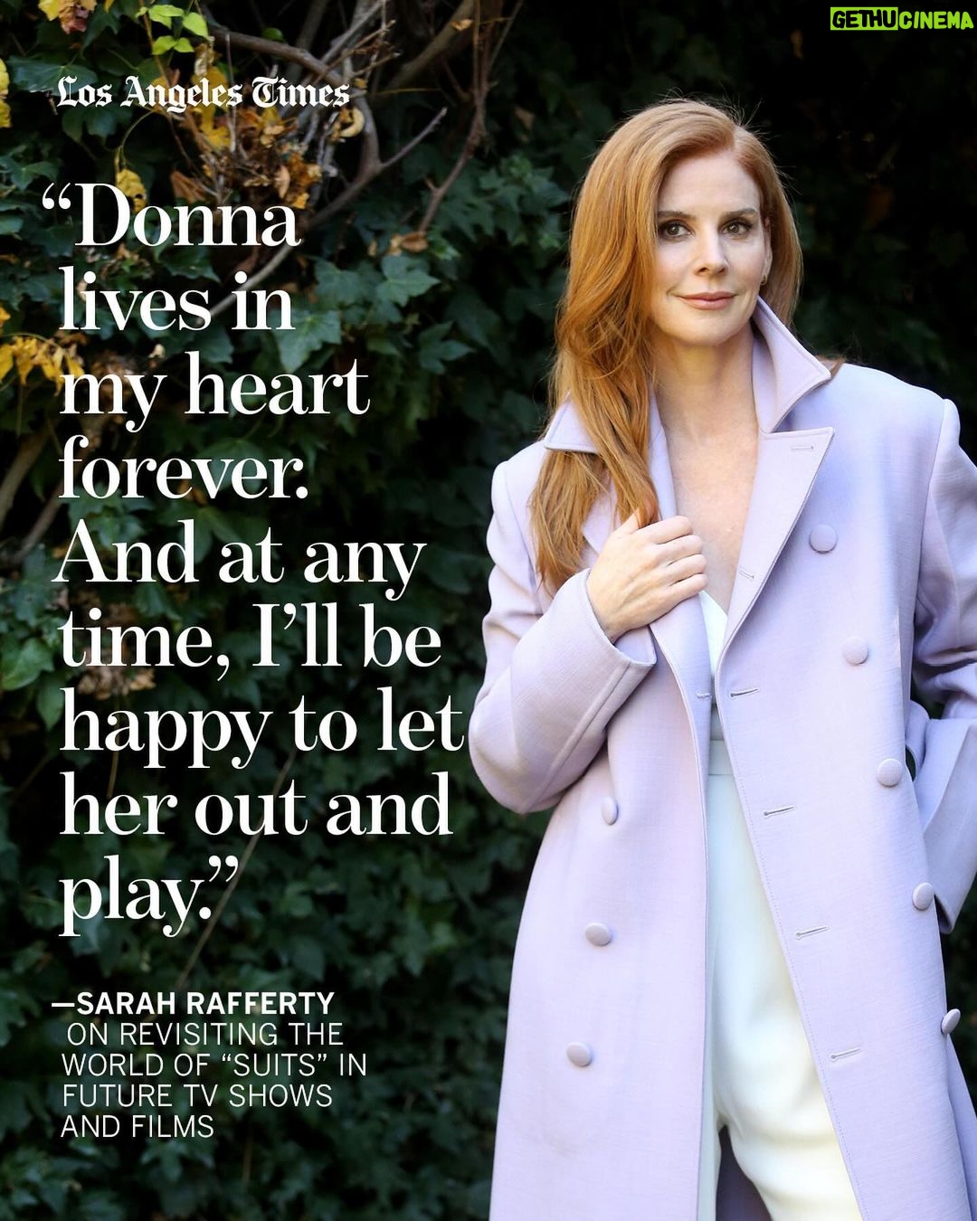 Sarah Rafferty Instagram - This summer, Sarah Rafferty starred in one of the most-watched shows to hit streaming — four years after the series ended its run. #Suits, the legal drama that originally ran on USA Network from 2011 to 2019, has seen a resurgence in popularity since it became available to stream on Netflix in June. In the months since, the series has broken several streaming records — notching 18 billion streaming minutes in July alone — and is the most-watched title ever acquired by a streaming service, according to Nielsen. Rafferty is hoping some of that success will benefit her newest series for the streamer. She stars as Katherine Walter, the matriarch of the large Walter family, in Netflix’s adaptation of the Ali Novak’s coming-of-age novel, “My Life With the Walter Boys.” Now streaming, the series revolves around 15-year-old Jackie, who is uprooted from Manhattan to rural Colorado after the deaths of several members of her immediate family. She is taken in by her mom’s best friend, Katherine, and her husband, George (Marc Blucas), who are already raising 10 children, mostly boys. Rafferty spoke to the The Times’ @villarrealy about her journey, “Suits,” the #sagaftrastrike and more. Get the full story at the link in @latimes_entertainment’s bio. 🖊️ @villarrealy 📸 @genaro4707; Shane Mahood / USA; Netflix