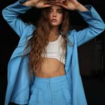 Savannah Clarke Instagram - B A L A N C E ___________________________________ Balance is not something you find , It’s something you created __________________________________ #Balance #TakeTime #CreatedToCreate #Blue #MoodyPortraits #Sunkissed #MermaidCurls #Ootd #Acting #Scripts #AcademyOfPop #LA #CityOfAngels #ShotonIphone #CollectiveTrend #PortraitMood #BlueSuit ___________________________________ West Hollywood CA