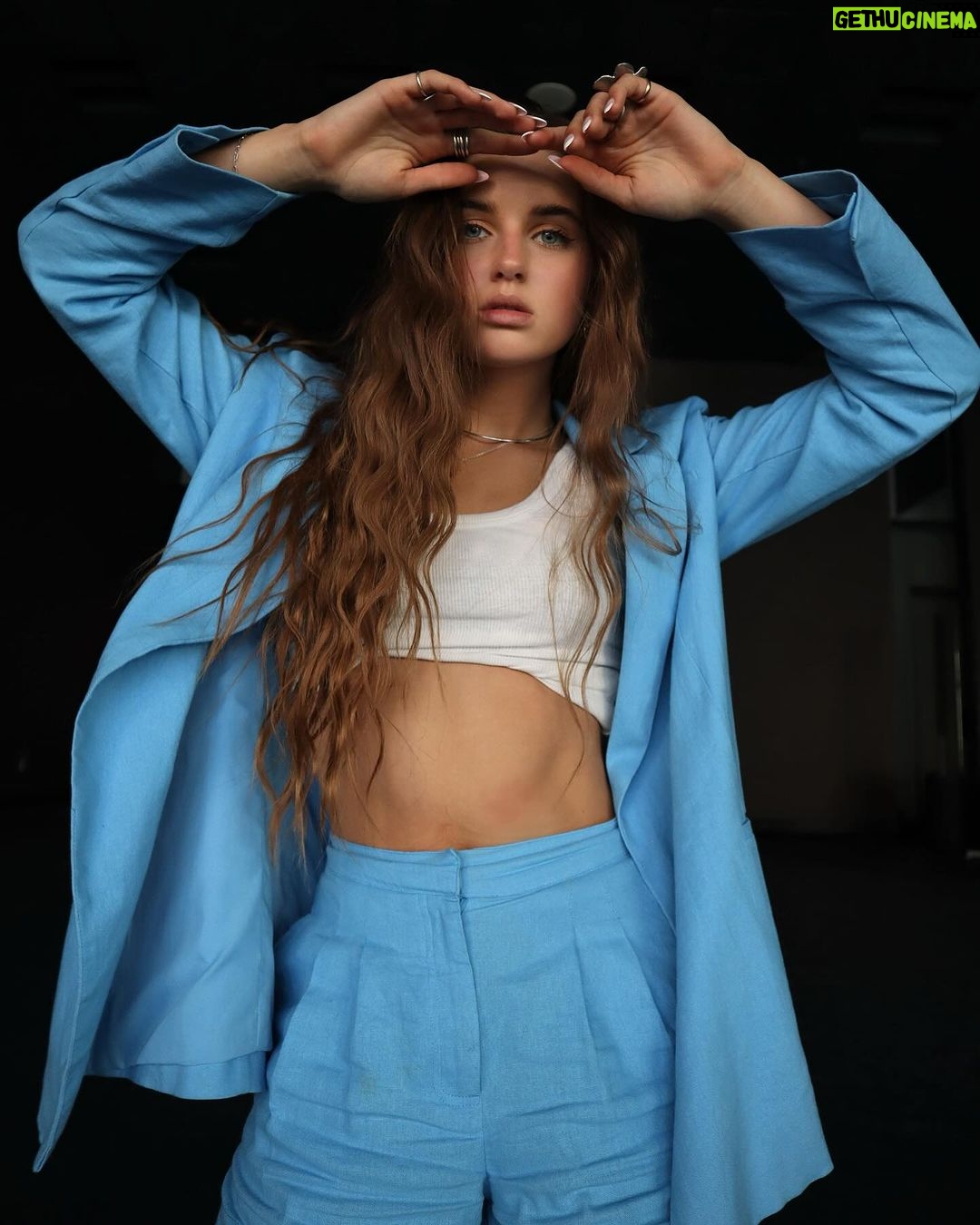 Savannah Clarke Instagram - B A L A N C E ___________________________________ Balance is not something you find , It’s something you created __________________________________ #Balance #TakeTime #CreatedToCreate #Blue #MoodyPortraits #Sunkissed #MermaidCurls #Ootd #Acting #Scripts #AcademyOfPop #LA #CityOfAngels #ShotonIphone #CollectiveTrend #PortraitMood #BlueSuit ___________________________________ West Hollywood CA