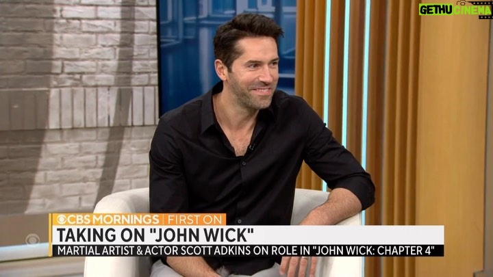 Scott Adkins Instagram - Martial artist and actor @thescottadkins says he has been asking the director of the @johnwickmovie franchise to put him in one “since the first.” He’s once again bringing his skills to the big screen in #JohnWick4 — and to our studio, showing @vladduthierscbs some moves.