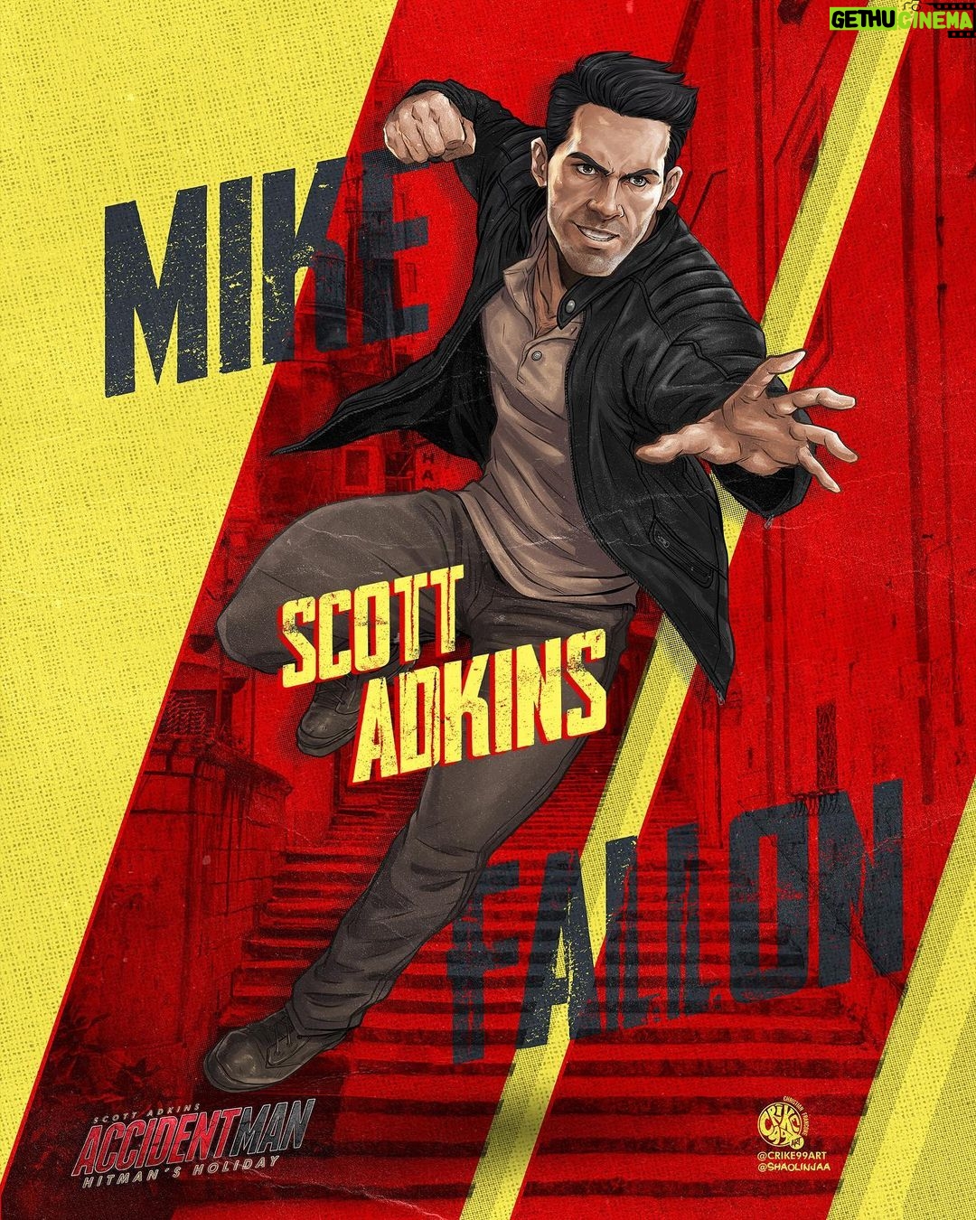 Scott Adkins Instagram - Mike Fallon is back in Accident Man: Hitman’s Holiday in theatres on on demand October 14th #accidentman2 - artwork by @crike99art & @shaolinjaa