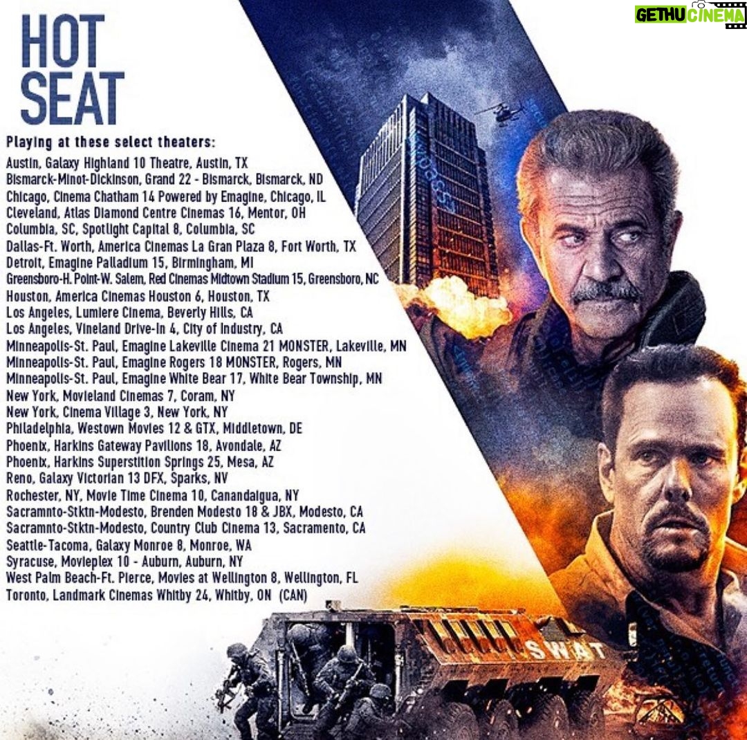 Shannen Doherty Instagram - These theaters are showing Hot Seat. Check it out. July 1