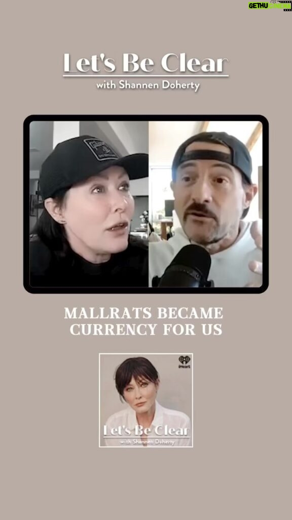 Shannen Doherty Instagram - Let’s Be Mallrats. The great @thatkevinsmith came to my house and did a thing with me. So fun. Hope you all enjoy part 1. Yes, there is a part 2! Listen anywhere you listen to podcast. Link in my bio.