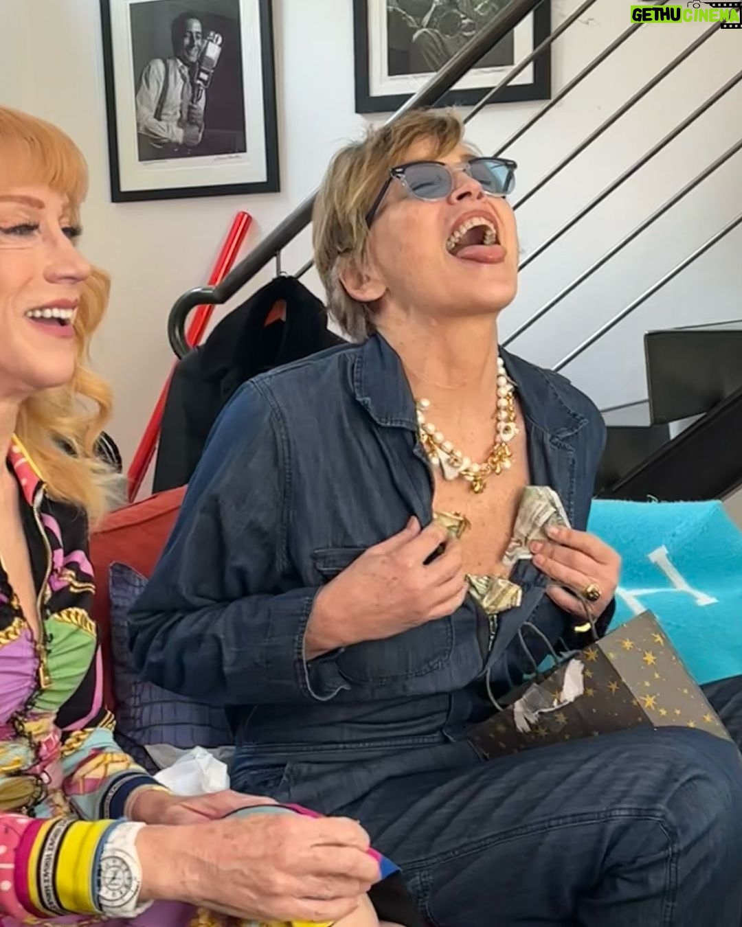 Sharon Stone Instagram - Guess what KG got me for my birthday Yep bag o cash My fave 🎉🎉🎉‼️ 🤍 @kathygriffin
