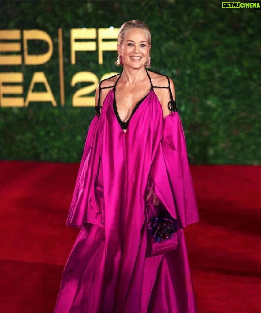 Sharon Stone Instagram - Thank you @redseafilm. Styled by @theparislibby Repost from @mohiebdahabieh • The endlessly alluring @sharonstone so effortlessly takes to a billowy creation by Tony Ward in Saudi; @theparislibby ☆ ©️Getty | Imago | Deadline