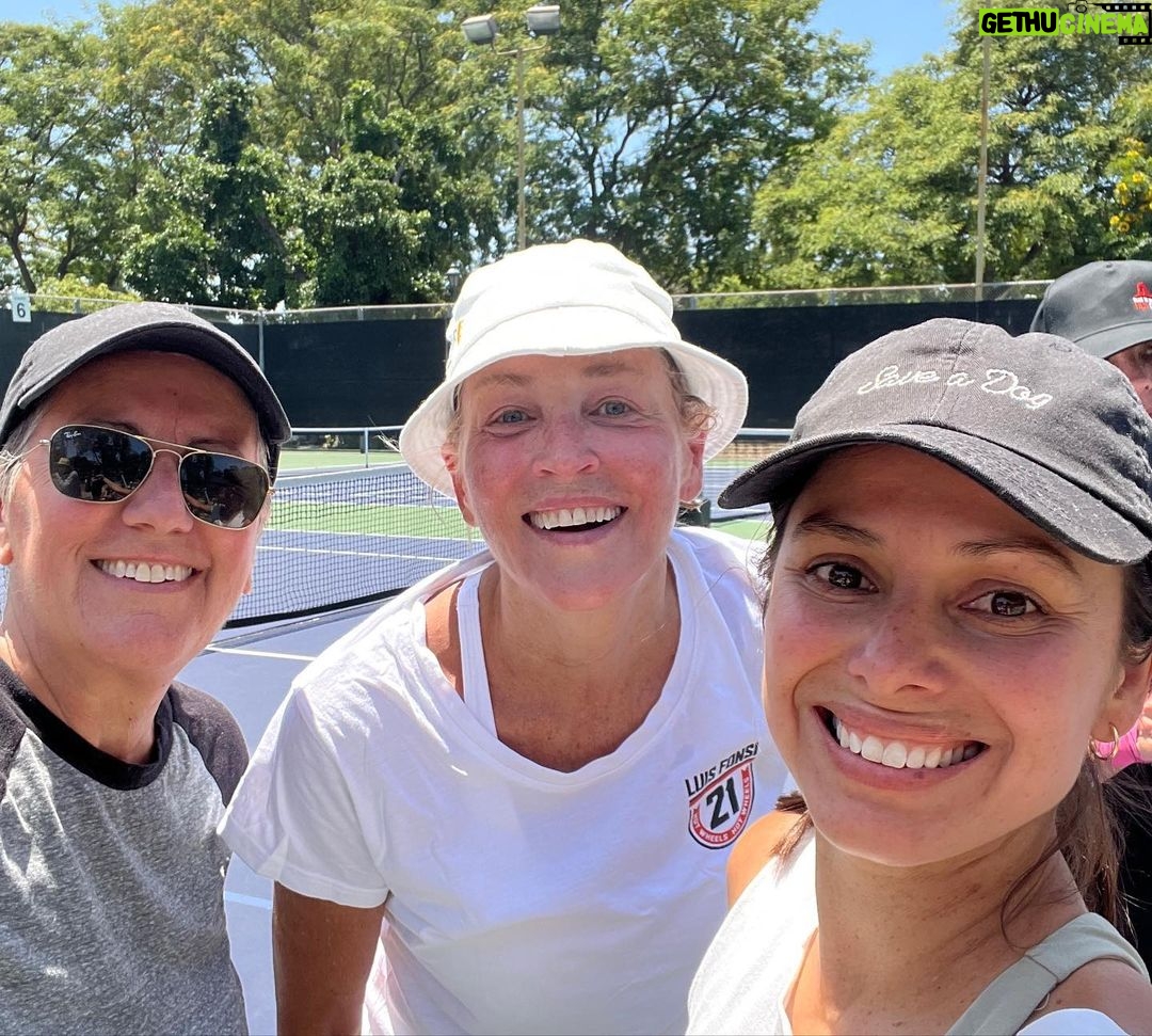Sharon Stone Instagram - Fun day on the courts today playing pickleball! Love these ladies! Shout out to my brilliant pickleball partner @anneramsayofficial. We won! 🤍