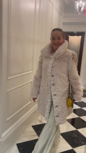 Sharon Stone Instagram - Love you Max! @couture.to.the.max 

Creative Director/ Stylist: @theparislibby for @aframe_agency 
Coat: @couture.to.the.max 
Dress: @eliesaabworld
Bag: @fendi
Jewelry: @emmanuel_tarpin