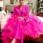 Sharon Stone Instagram - Off to Clive Davis’ Grammy 🎈🤍 @clivejdavis Stylist: @theparislibby Outfit: @act_n1 Hair Color: @shahcolor