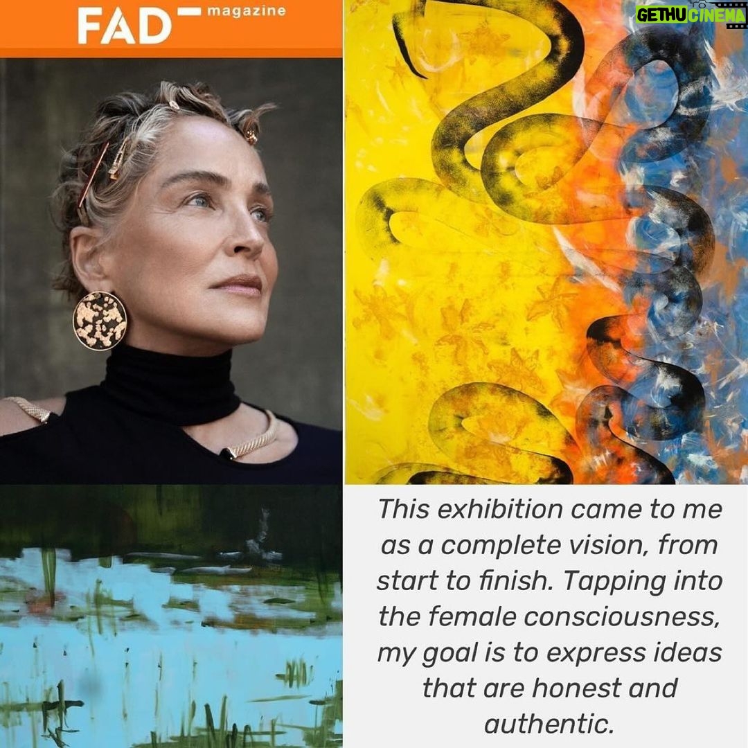 Sharon Stone Instagram - Totem premieres today at @galeriedeschler in collab w @cinemaforpeace. TY to @leesharrock And @worldoffad. Photo by @ericmichaelroy. Repost @leesharrock Award-winning actress, best-selling author, humanitarian and feminist icon Sharon Stone has revealed her first art exhibition in Europe at Galerie Deschler in Berlin, titled “Sharon Stone: Totem”. During the art exhibition’s opening weekend, Cinema for Peace 2024 will be honoring Sharon Stone throughout Berlin at several major events. ‘Totem’ features 12 new and previously unseen paintings by Stone, whose art has won critical acclaim from esteemed art critics including New York Magazine’s Jerry Saltz. Poetic titles of the abstract canvases such as ‘Ghosts’, ‘The Lovers, ‘Portrait of my Boyfriends from Foreign Countries’, ‘The Lake’ and ‘Zambezi’ evoke a sense of mystery and intrigue. I wrote about the exhibition for @worldoffad 🖼️ read more at fadmagazine.com 🖊️ #sharonstone #art #exhibition #berlin #abstractart #galeriedeschler #cinema #cinemaforpeace #fadmagazine