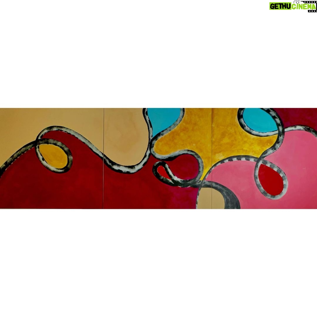 Sharon Stone Instagram - WISH YOU WERE HERE (credit to @pinkfloyd) 48x144 ft Triptych Acrylic on Canvas S STONE