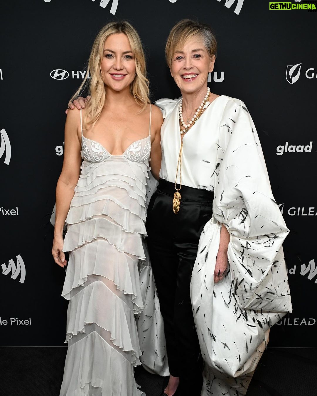Sharon Stone Instagram - just @sharonstone being best friends with everyone at the #GLAADawards (and helping to honor her friend @niecynash1 ❤️)