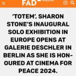 Sharon Stone Instagram - Totem premieres today at @galeriedeschler in collab w @cinemaforpeace. TY to @leesharrock And @worldoffad. Photo by @ericmichaelroy. Repost @leesharrock Award-winning actress, best-selling author, humanitarian and feminist icon Sharon Stone has revealed her first art exhibition in Europe at Galerie Deschler in Berlin, titled “Sharon Stone: Totem”. During the art exhibition’s opening weekend, Cinema for Peace 2024 will be honoring Sharon Stone throughout Berlin at several major events. ‘Totem’ features 12 new and previously unseen paintings by Stone, whose art has won critical acclaim from esteemed art critics including New York Magazine’s Jerry Saltz. Poetic titles of the abstract canvases such as ‘Ghosts’, ‘The Lovers, ‘Portrait of my Boyfriends from Foreign Countries’, ‘The Lake’ and ‘Zambezi’ evoke a sense of mystery and intrigue. I wrote about the exhibition for @worldoffad 🖼️ read more at fadmagazine.com 🖊️ #sharonstone #art #exhibition #berlin #abstractart #galeriedeschler #cinema #cinemaforpeace #fadmagazine