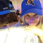 Shelley Hennig Instagram - My mom was at the Super Bowl the year they won & she called me from Miami right after said win to tell me “THIS IS MORE EXCITING THAN WHEN YOU WON MISS TEEN USA” 👀 I think i’ve been trying to get her attention ever since #mommyissues #saintsfanbyproxy&desperation also side note the tongue thing is new & I don’t know why it’s happening but I’m retiring it i don’t need it OH & thank you Rams mascot for not punching me in the face for what I did 🙏