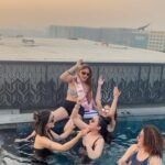 Shrenu Parikh Instagram - When you know it’s your last girl in d group getting hitched ..,you want to make it most special!!! Last bachelorette of the gang!!🥺 . With the moments passing by at supersonic speed our girl is gonna be a Bride soon!! 💃🏻 . So we wanted her to forget everything for a Day and just enjoy her bachelorette to the fullest… and boy oh boy @officialsurbhic was a perfect sport!! . And what made it all the more special was just us girls hanging , chilling in the pool with #floatingbreakfast at @fairfieldbymarriottmumbai . Pool mein Bhangra boliyan kaisi lagi?! Fairfield by Marriott, Mumbai International Airport