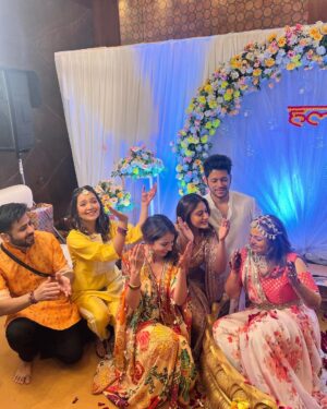 Shrenu Parikh Instagram - Can’t describe in words! 
The feelings were flowing in the form of tears of joy!!!
.
I was re-living my wedding… 
@nehalaxmi_  is living it! 
.
And @officialsurbhic was imagining how it will be in Just few days!🥺❤️
.
#haldi #shadi #bestfriends #wedding #rituals 
.
Kya aap bhi emotional ho gaye?