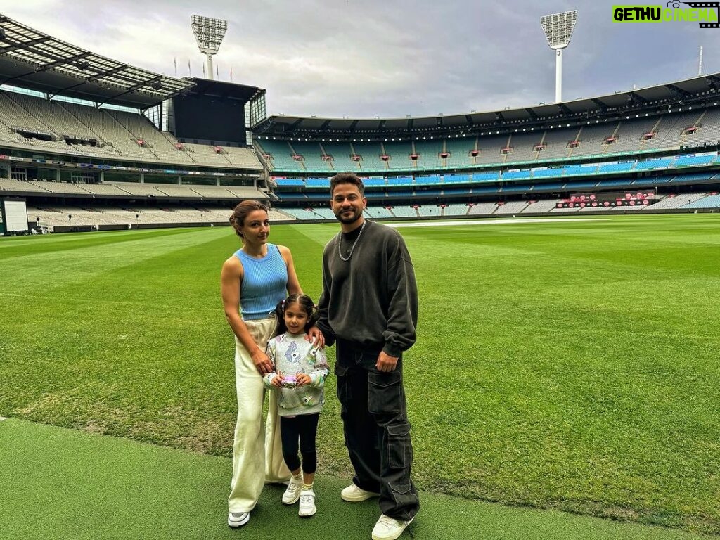 Soha Ali Khan Instagram - It seemed only fitting to remember and celebrate Abba on his birthday today by visiting one of his favourite places to play - The Melbourne Cricket Ground. He scored many test hundreds but many consider his finest innings, as good as any century, to be the 75 at the MCG in 1967-68. India was 25 for 5 when he came in to bat and he needed a runner because of a pulled hamstring - he couldn’t play his usual front-foot shots and hooked his way up to India totalling 162… his 75 that day made it to No. 14 in Wisden Asia Cricket’s list of the top 25 Indian test innings - “An innings played with one leg and one eye”. Happy birthday Abba ❤️ @mcg Melbourne Cricket Ground (MCG)