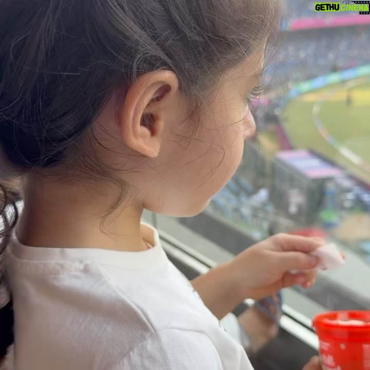 Soha Ali Khan Instagram - A day of many firsts - some small, some big - our little girl’s first live cricket match (and what a match!) and Virat’s first to score 50 ODI centuries ! And 7 wickets for Shami - what a star!!! ❤️🏏🎉 #indiavsnewzealand #iccmenscricketworldcup2023