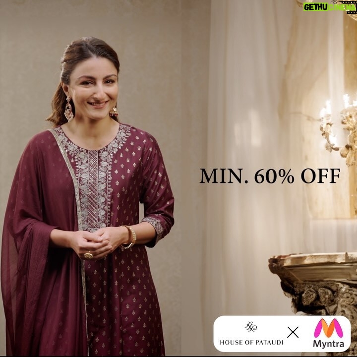 Soha Ali Khan Instagram - Celebrate Durga Puja with the incredible Pujo collection from @houseofpataudi & get Min. 60% OFF only during the #MyntraBigFashionFestival 😃 #MyntraBFF #DressupSeasonWithMyntra #HouseOfPataudi India