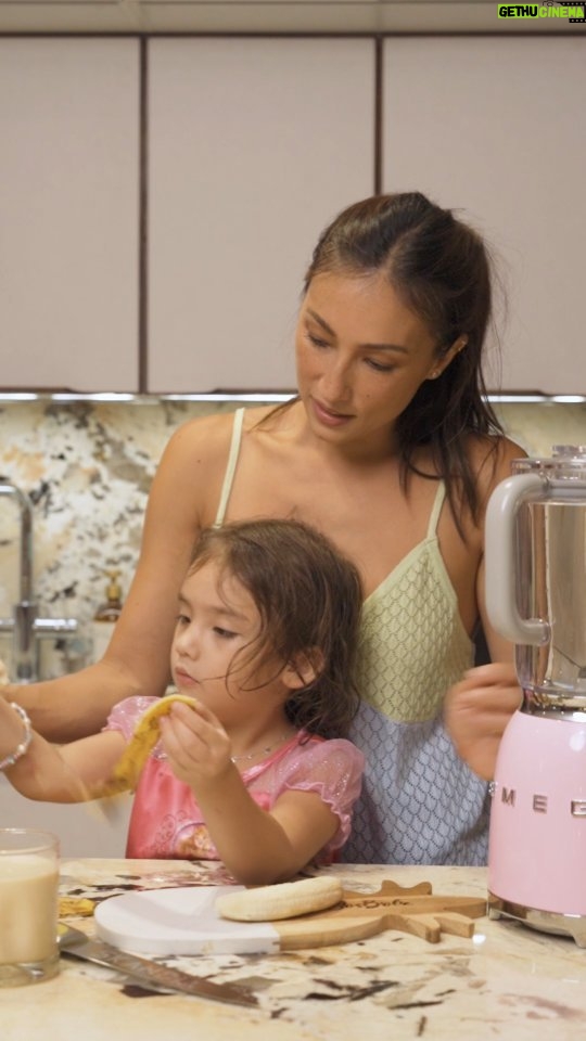 Solenn Heussaff Instagram - Heres a yummy treat for kids and adult version! Banana milk ( with coffee for me) . Not healthy like our go to banana and mill shake, but once in a while we do sweet. All you need is bananas, full cream milk, condensed milk, evaporated milk, yellow food coloring, vanilla extract and ice! Keep banana milk in fridge and serve with extra ice and banana slices! For me, i blended coffee + dates and topped mixture with the banana milk :) Enjoy!