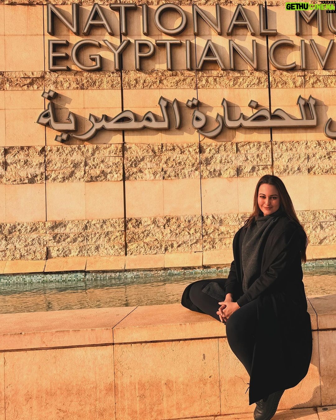Sonakshi Sinha Instagram - Ending 2023 in Egypt 🇪🇬 Day 1: soaked in some history and culture at the National Museum of Egyptian Civilization (NMEC) in Cairo. Saw 4000 year old royal mummies, ancient cosmetics and garments of the queens, what all was buried with the pharaoh’s, their musical instruments, how they told time, hieroglyphics, some truths and some myths. Mind is blown. #SonasTravels Cairo, Egypt