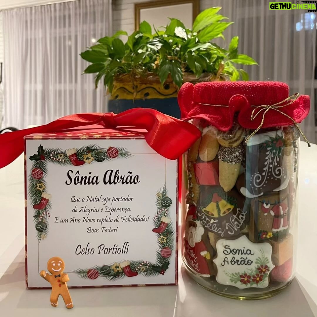 Sonia Abrão Instagram - Presente delícia que ganhei do CELSO PORTIOLLI. Eu iria abrir o pote só no Natal, mas não resisti!!! 😋Valeu, querido! Adorei! ❤️ Que seu Natal seja tão saboroso qto esses biscoitos! 🎄🎅🏻 Boas festas pra vc tbm e toda sua família! 🥰