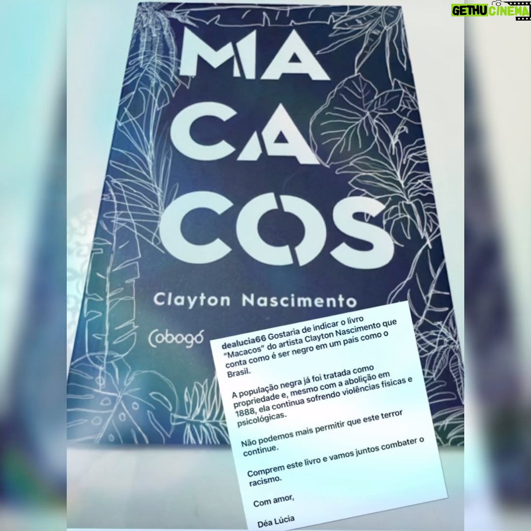 Sonia Abrão Instagram - Taí o livro que DONA DÉA (@dealucia66) deu para YASMIN BRUNET, no DOMINGÃO DO HUCK. Intitulado “MACACOS”, o autor CLAYTON NASCIMENTO, conta como é ser negro no Brasil! Já que esse momento não foi ao ar no programa, ela postou a capa em seu Instagram junto com a mensagem que termina assim: “Comprem esse livro e vamos juntos combater o racismo” Parabéns! Ela não deitou para o corte na edição! DONA DÉA é porreta! Sou só aplausos! 👏👏👏👏👏🤎 #SoniaAbrao #ATardeESua #CALONE #DBIPro